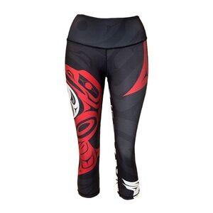 Nominou Eagle & Raven Yin Yang Capri Leggings Size Medium First Nations Native